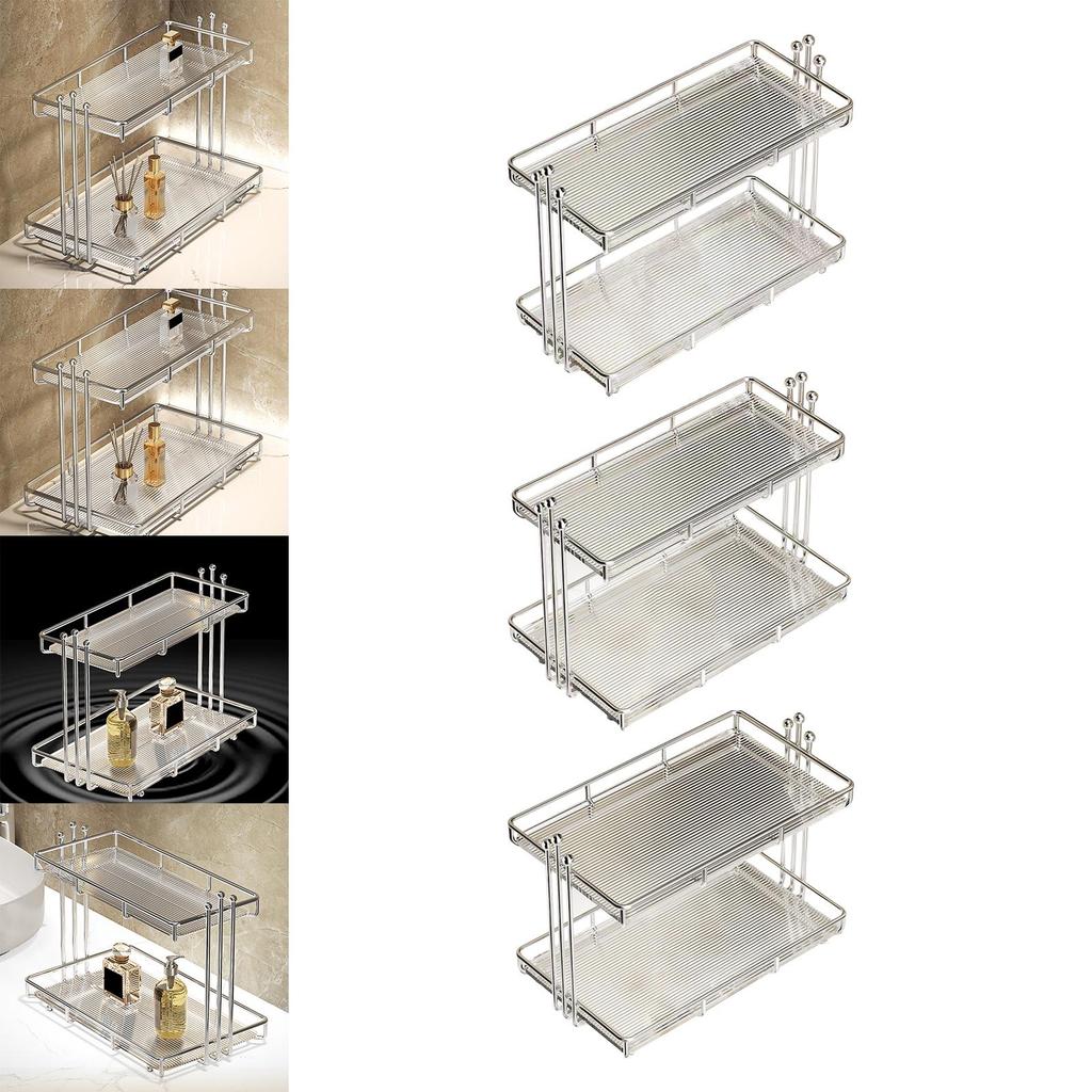 2 Layer Bathroom Countertop Organizer Multifunctional Rack ,Durable Desktop Cosmetic Storage Shelf