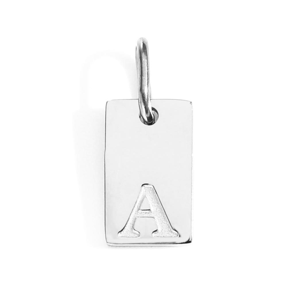 

CARLIDANA Minimalist Letter Initial Jewelry Women Stainless Steel Gold Plated Rectangle Silver Color Alphabet Pendant Charm Silver