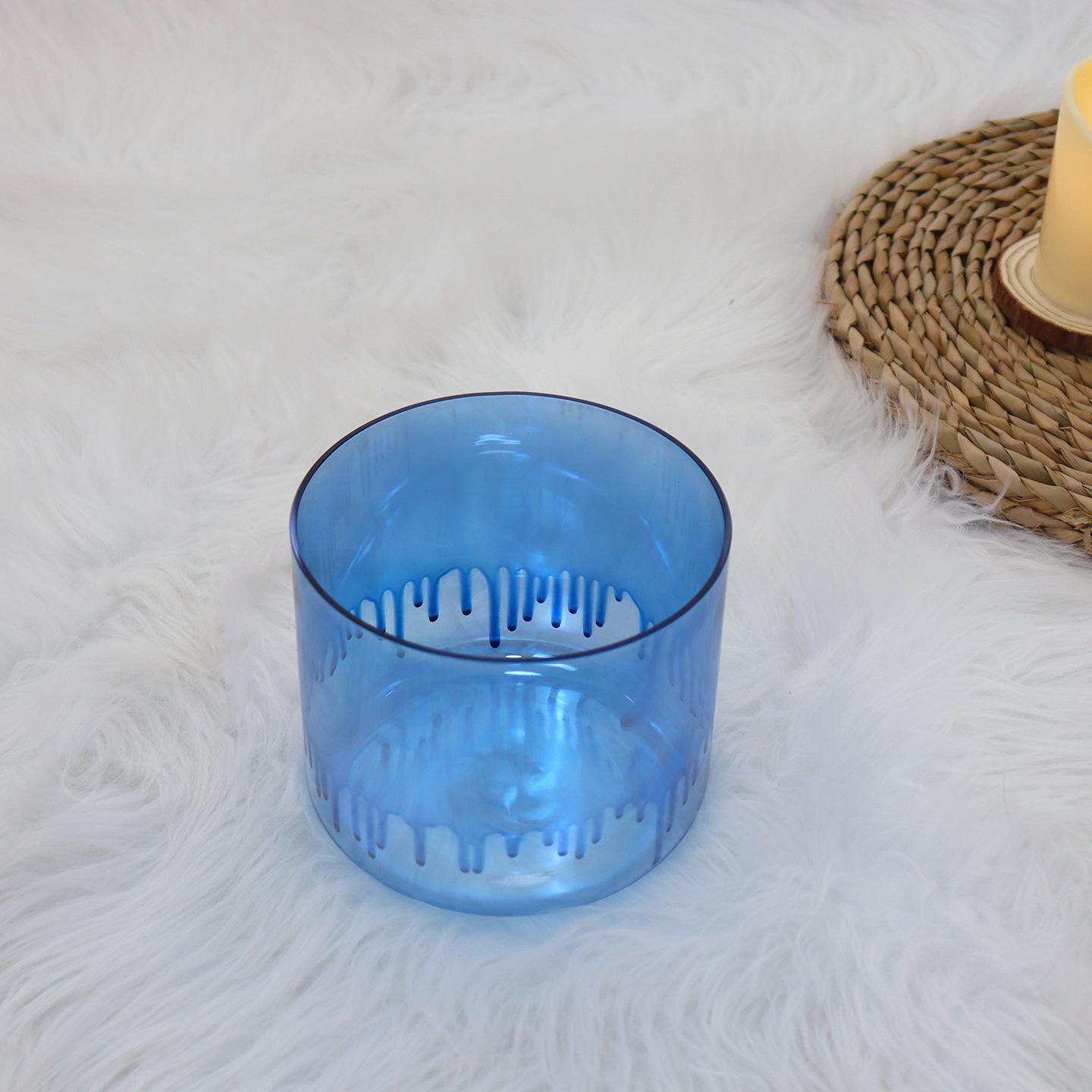 Handmade Blue Crystal Yoga Singing Bowl: Original Design for Sound Therapy and Zen Relaxation 6-inch