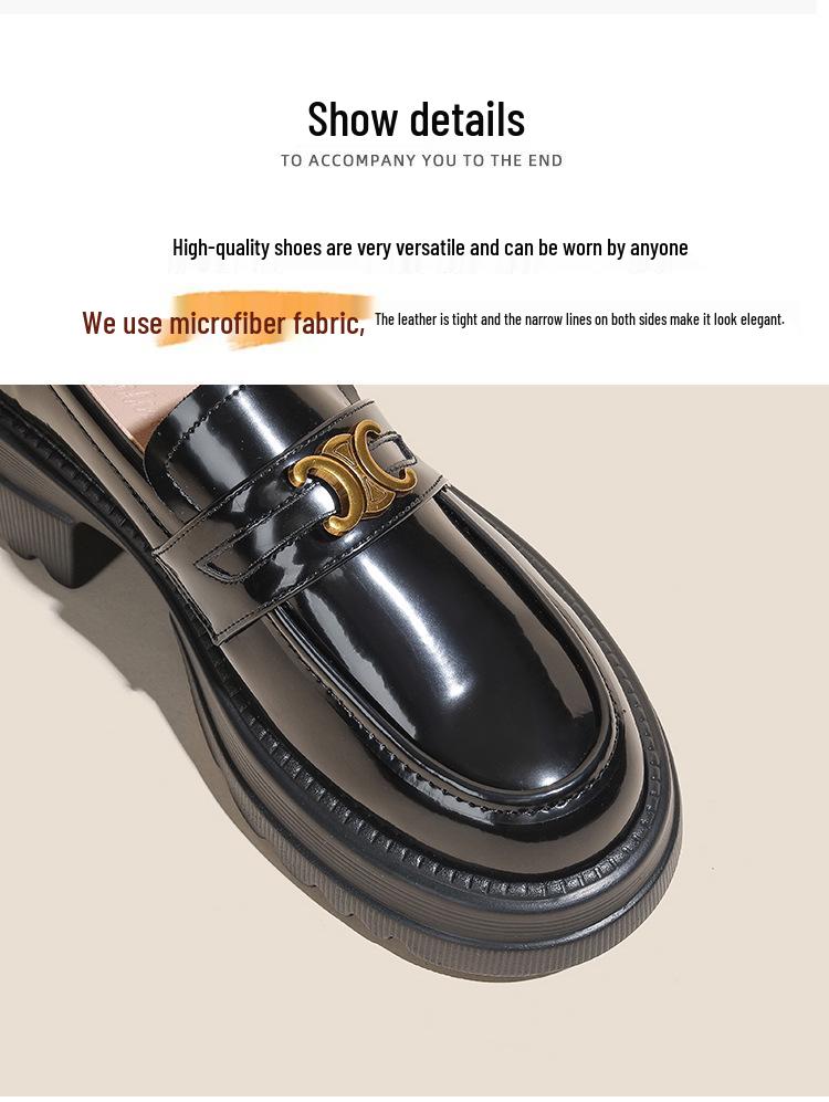 Autumn 2025 Women's Triumph Platform Loafers: Slip-On Chunky Heel Leather Shoes