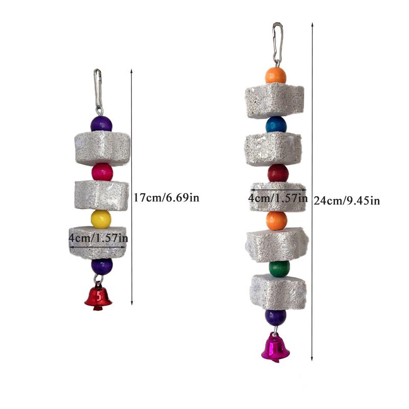 Natural Mineral Teeth Molar Stone Pet Hanging String Molars Toys for Guinea Pig Hamster Rabbit Teeth Grinding Stone