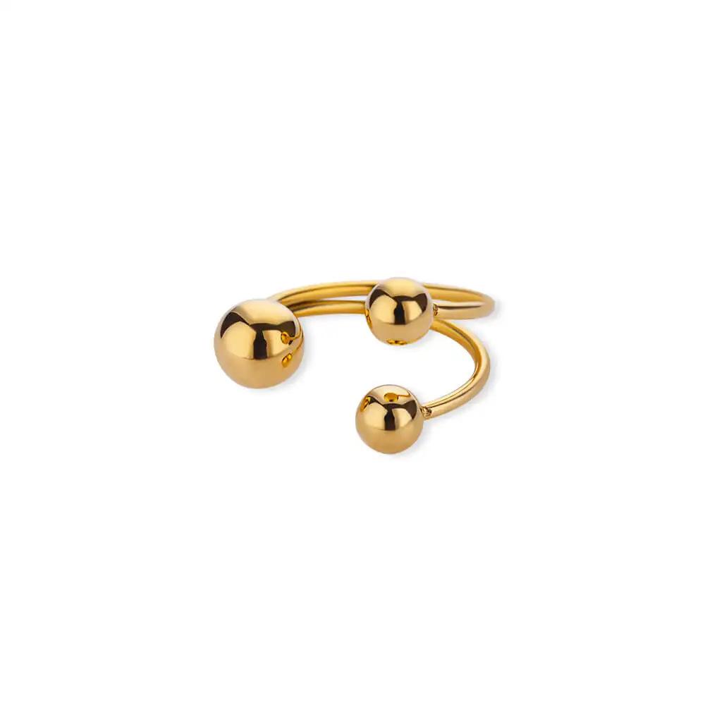 Spherical Personality Ring Women's Gold Steel Size Ball Ring Premium Niche Accessories