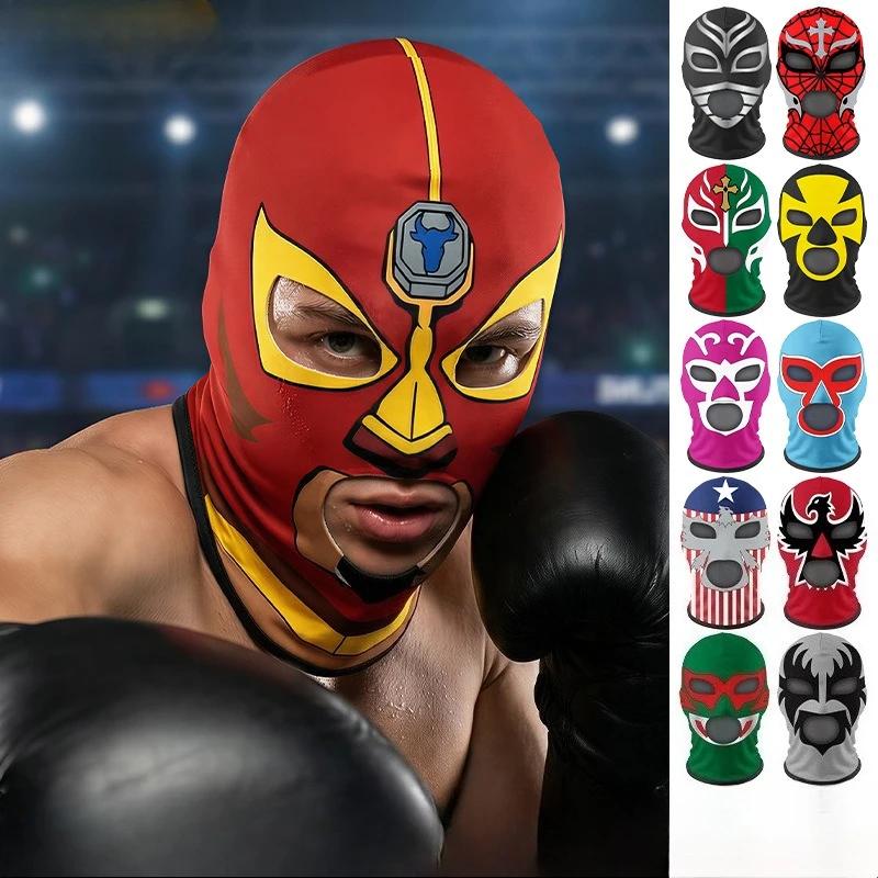 Maschera da Wrestling Maschera da Pugilato Maschera Facciale Elastica in Seta di Latte Tessuto Lycra Maschera per Feste in Costume Maschera Stampata per Feste di Halloween