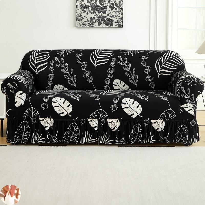 

High Elastic Stretchable Easy Fit Universal Furniture Protector Printed Sofa Slipcover Couch Cover with Skirt Durable Washable 1-seat 90-140cm