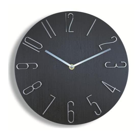 

Wall Hanging Analog Wood Grain Cute Clock, Black, Clock, Silent, Clock, Dial, Antique, Scandinavian, Stylish, чёрный