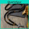 Natürlicher Stein Schwarzer Achat Tigerauge Kreuz Halskette Für Männer Hip Hop Schmuck