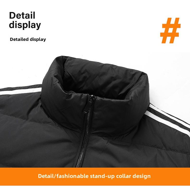 2023 Men's Slim Fit Stand-Up Collar Three-Bar White Duck Down Jacket for Couples