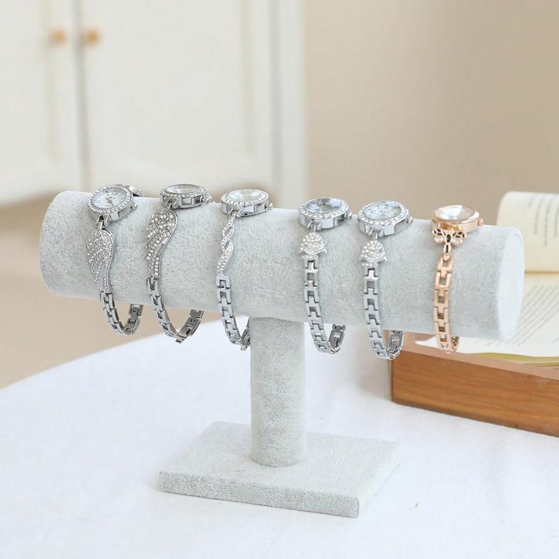 Velvet Single-Layer Bracelet Display Stand Watch Holder Tray Portable Jewelry Organizer Rack for Street Vendor Stall Countertop