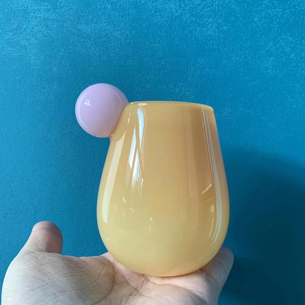 Cute Candy Colored Glass Cup, Creative Small Ball Milk Juice Cups, Women's Colorful Bubble Ball Cup, Heat-resistant Coffee Mug
