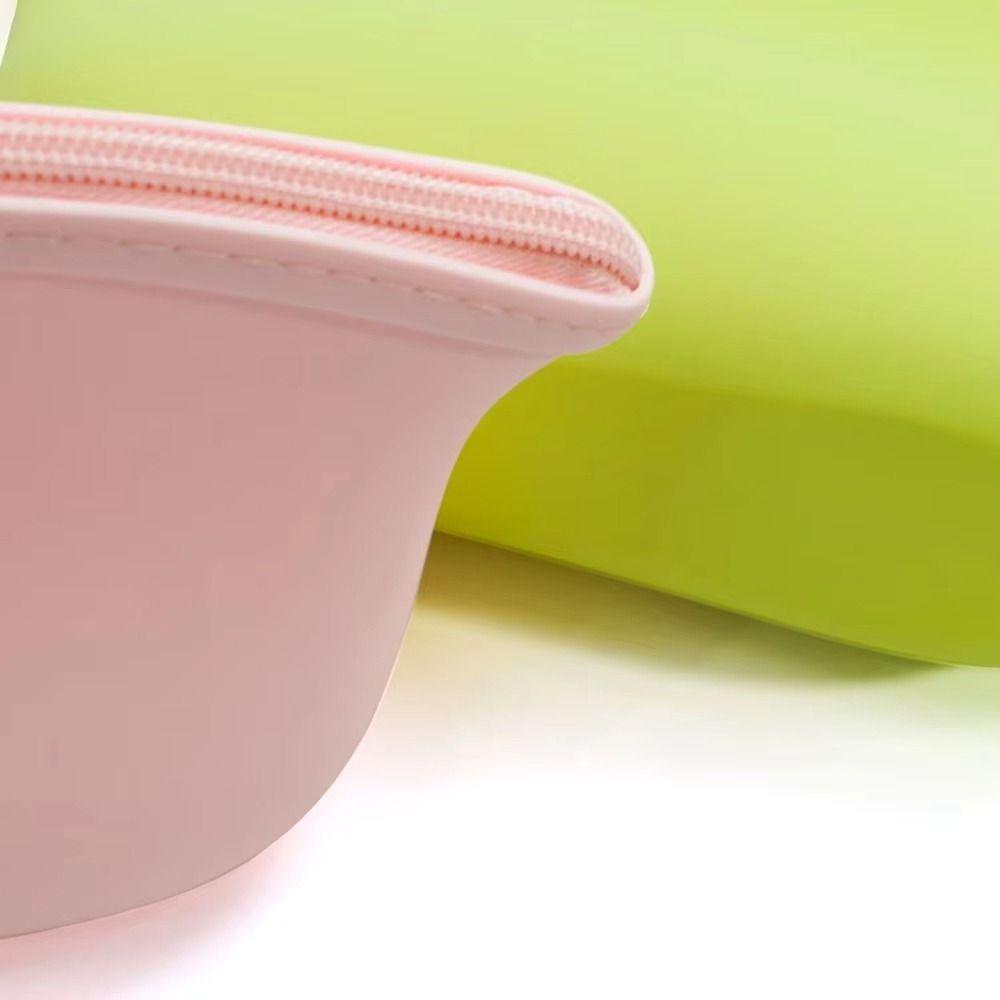Zipper Wash Storage Bag Waterproof Make Up Pouch Simple Silicone Cosmetic Bag  Women