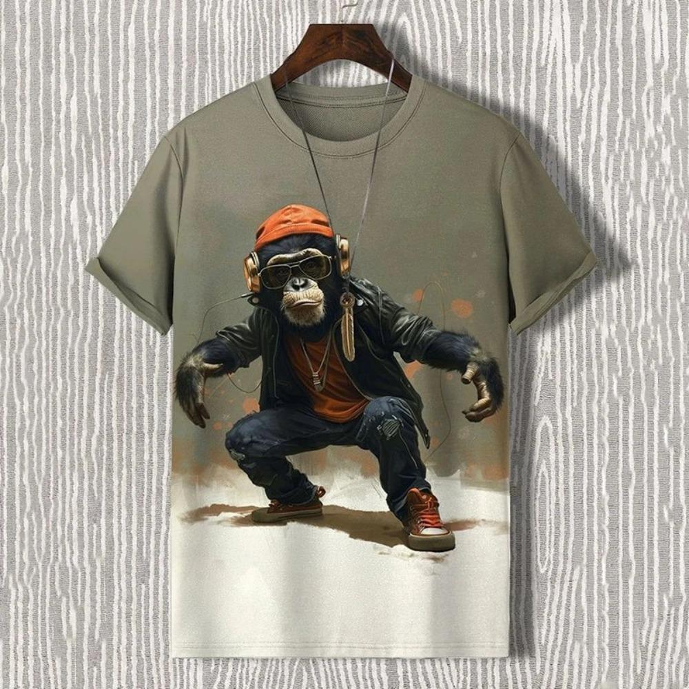 3D T-shirt Men's Cat Printed Comfortable Short Sleeved Comfortable Versatile T-shirts Fashionable