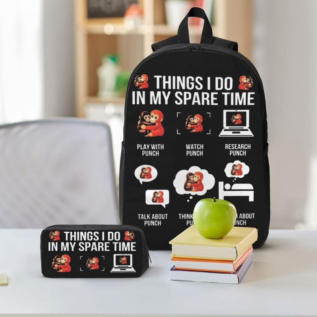 3 Stück Affen-Stempel Schultaschen-Set für Kinder Federmäppchen Rucksack-Sets mit Brotdose Für Schulkinder Rucksack