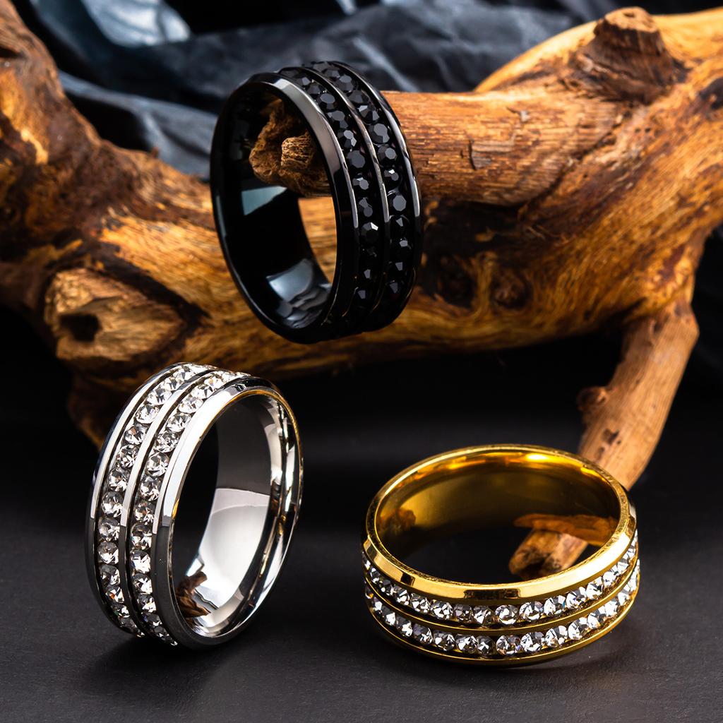 Titanium Steel Couple Ring Zircon Decor Simple Fashion Party Finger Accessories Birthday Gift For Young Girls