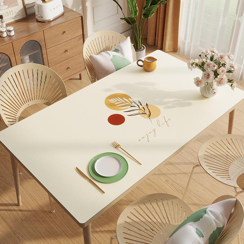 Simple Pvc Waterproof, Oil-Proof, Anti-Scalding, Leave-In Table Mat, Small Fresh Leather Tablecloth, Dining Table Coffee Table Mat