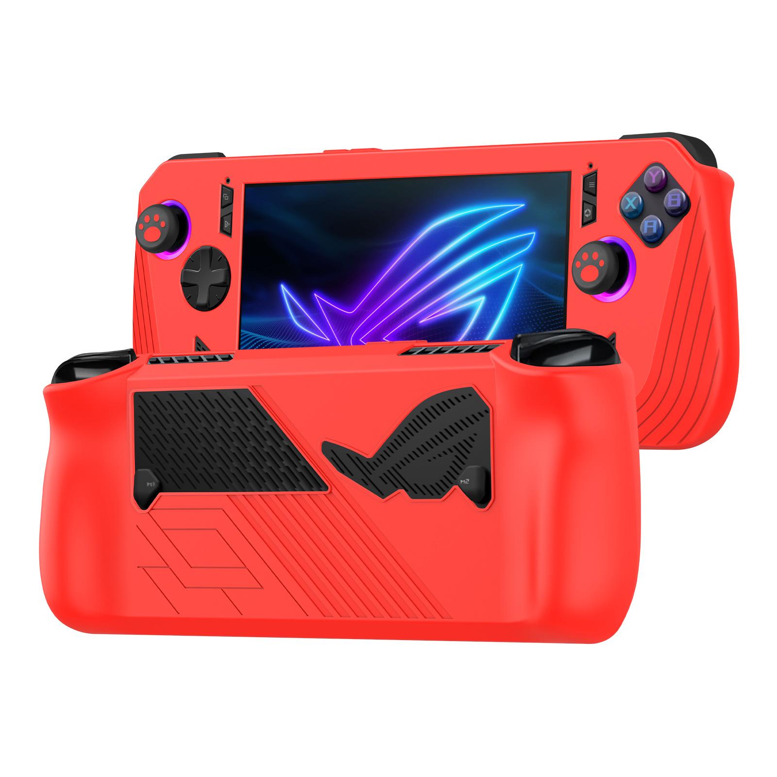 

Силиконовый чехол для 2024 ASUS Rog Ally X, аксессуары Rog Alloy X Защитный чехол Grip Skin с 2 упорами для больших пальцев красный