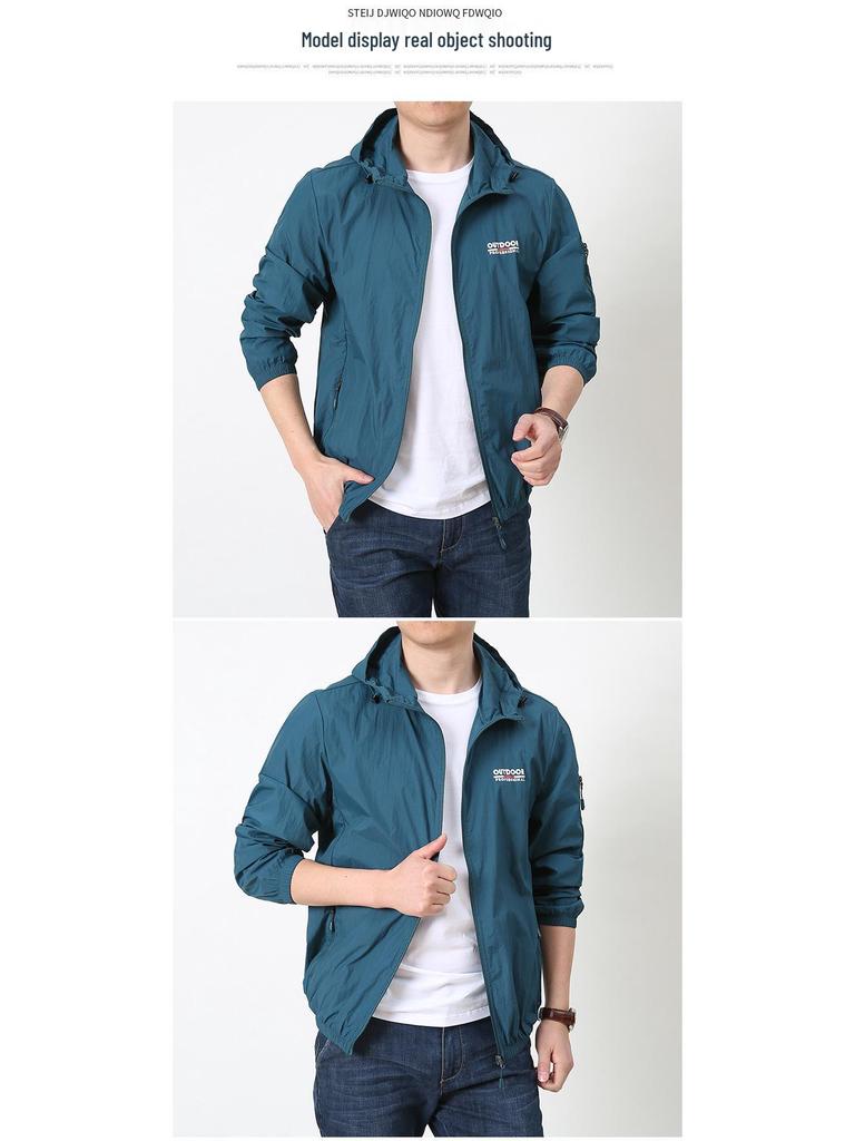 Men's Summer UV-Protection Quick-Dry Hooded Windbreaker – Lightweight, Breathable Fishing Jacket