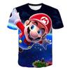 2025 MINISO Summer T-shirt  Super Mario Bros T-shirt Kids Harajuku Fashion Casual T-Shirt Boy Girls Polyester Boys Girls Short Sleeve