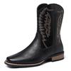 Fashion New Embroidered Pointed Toe Shoes Chunky Heel Knight Boots Retro Slip On Western Cowboy Short Boots Botas De Mujer 2025