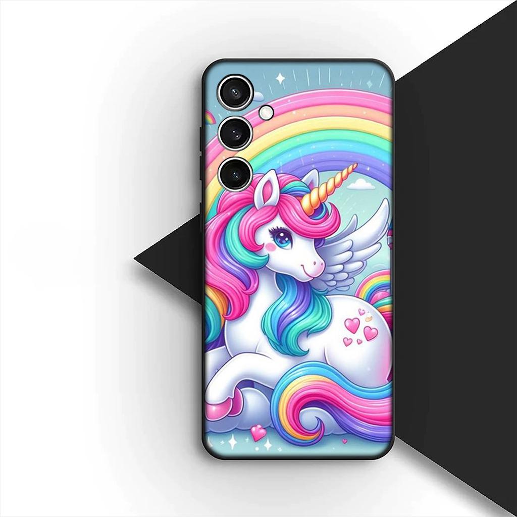 Cover for Samsung Galaxy S24 S25 S23 FE Ultra Plus S7 Edge S25+ S23+ A56 5G Casing Silicone Phone Case Unicorn Horse Wallpaper