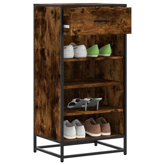 VidaXL Shoe Rack Smoked Oak 48x38x97.5 Cm Engineered Wood 849211
