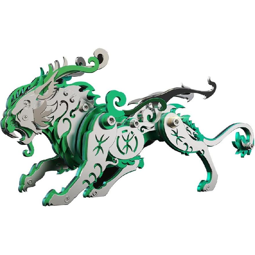 3D DIY Mini Metal Bian Tiger Model, Ancient Chinese Beasts Assembly Kit Toys, 3D Jigsaw Puzzles for Adults, Creative Ornament Toy Gift (92PCS/Green)