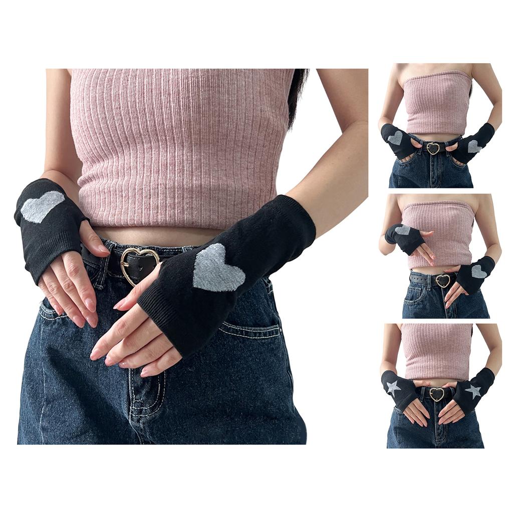 Fingerless Cuffs Gloves for Music Festival Subcultures Arm Sleeves Arm Cover Animes Star Fingerless Mittens for Party