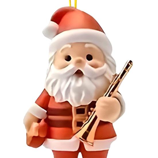 Santa Claus Christmas Ornament Cute Santa Plays Guitar/Sax/Trumpet Musical Instrument Acrylic Ornament for Christmas Tree Home Party Decor