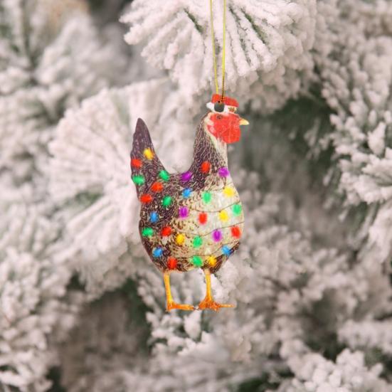 3Pcs Weihnachten Huhn Ornament Huhn mit Schal Hängende Dekoration Weihnachten Baum Acryl Anhänger