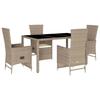 VidaXL Ensemble à Manger de Jardin avec Coussins 5pcs, Table de Terrasse, Meubles de Patio, Mobilier d'Extérieur, Beige 3277575