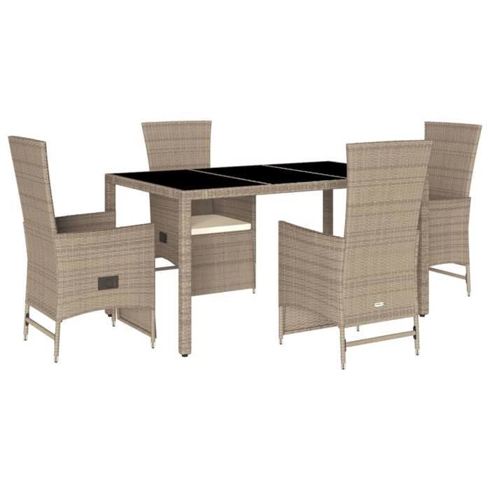 VidaXL Garden Dining Set with Cushions 5pcs, Patio Table, Patio Furniture, Outdoor Furniture, Beige 3277575