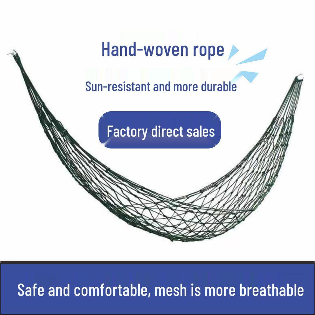 Military Green/Red Mesh Outdoor Hammock with Iron Hook & Nylon Rope