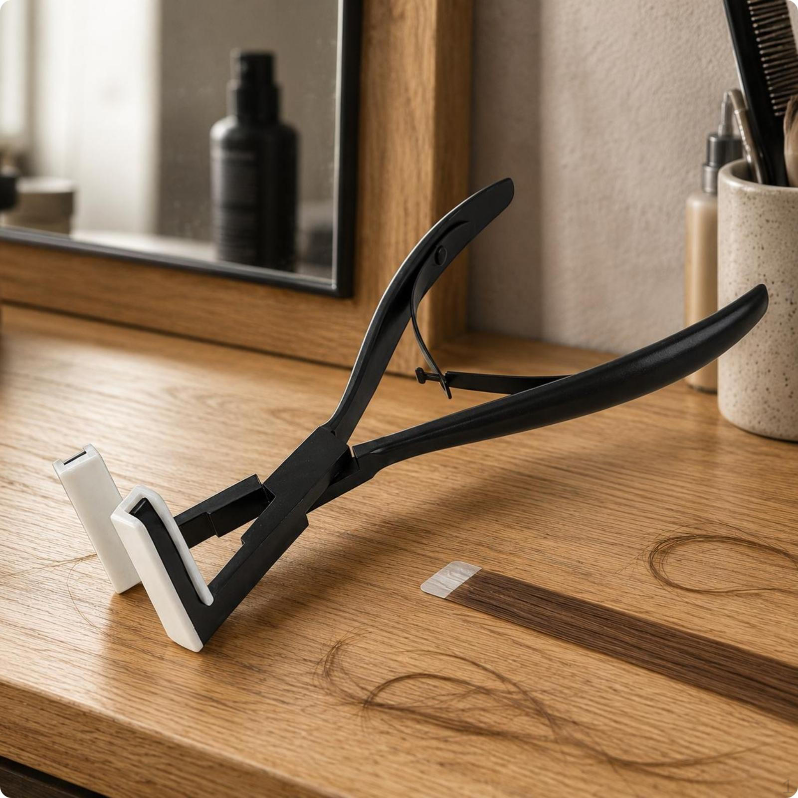 Hair Weft Pliers Spring Load Extension Tool Curved Handles