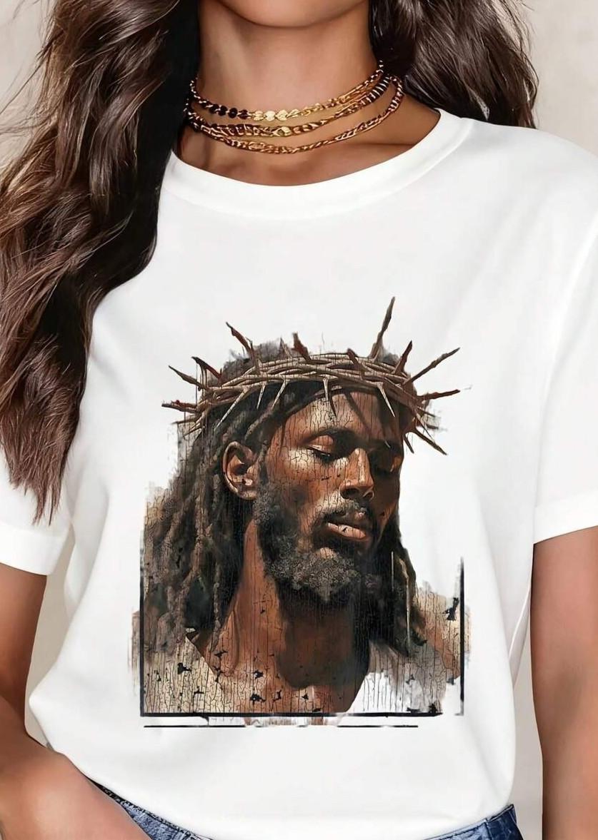 Jesus Crown of Thorns T Shirt Christian Graphic Tee Religious Christ Portrait XXXXL