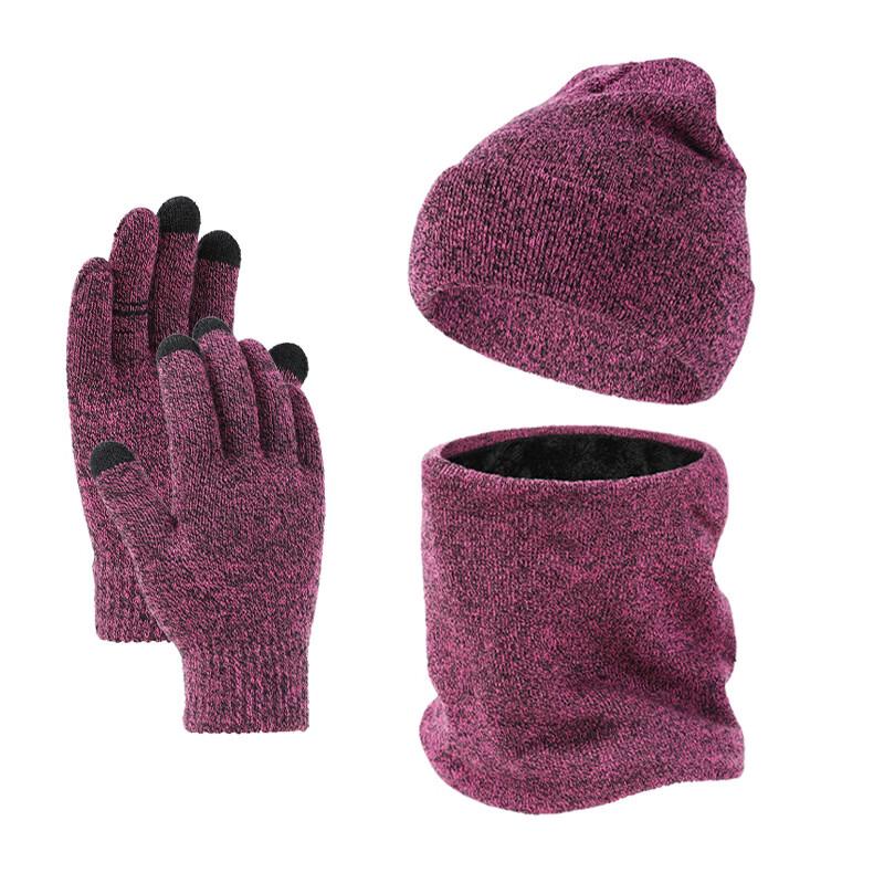 Yushuiyao Winter Men's Knitted Hat, Scarf & Gloves 3-Piece Set