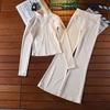 Women's Autumn/Winter Fitness Set: Elastic Quick-Dry High-Waisted Flared Pants & Slimming Yoga Jacket