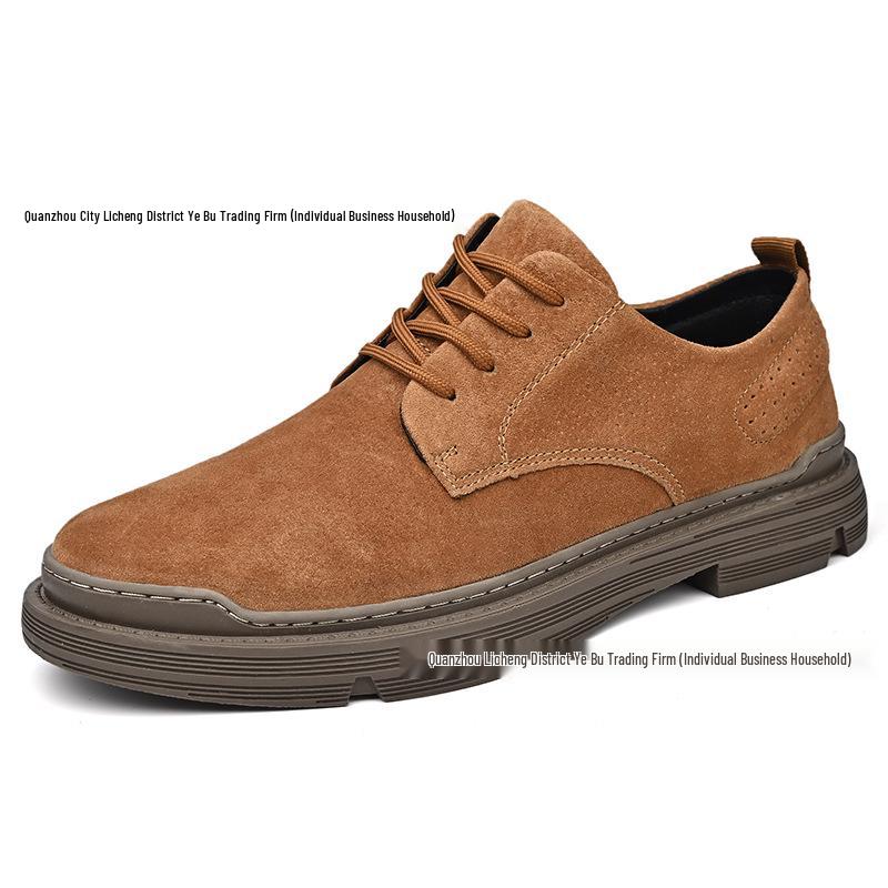 

Мужские повседневные туфли большого размера в британском стиле из свиной кожи на шнуровке 42 светло-коричневого