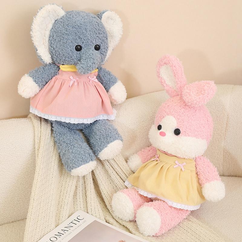 Cute Cartoon Brown Bear Pink Rabbit Plush Toy Soft Stuffed Animal Elephant Doll Home Decor Kids Gift