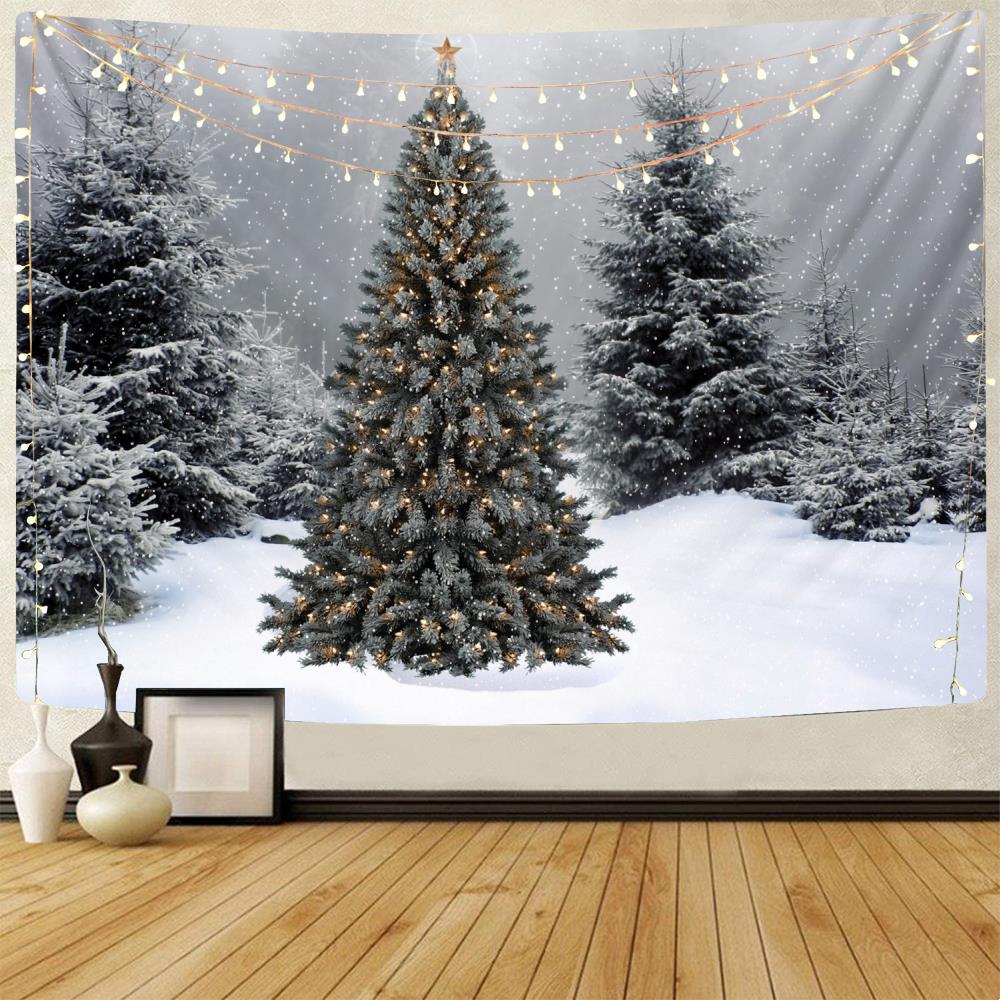 Weihnachts-Tapisserie, Weihnachtsbaum-Tapisserie, Schneemann, Wandbehang, Weihnachtsthema, bedruckter Tapisserie-Hintergrundstoff