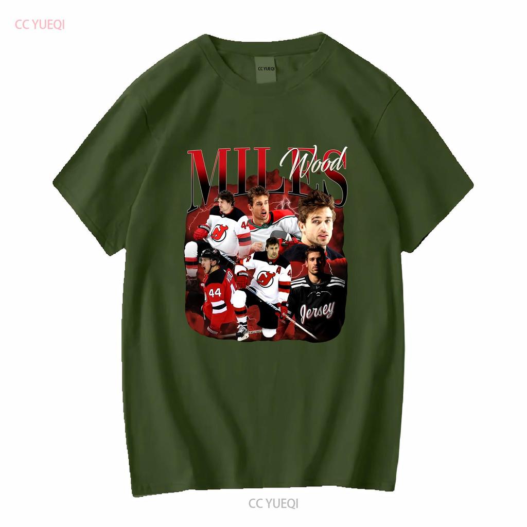 Miles Wood New Jersey Hockey T Shirt Devils Sweat long or short sleeves vintage Washed Unisex Top For Everyday Wear homme