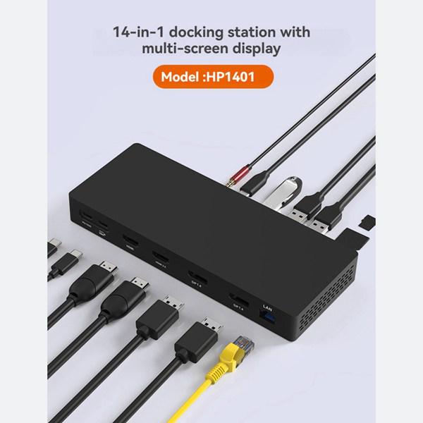 

Black Aluminum Alloy Type-C Expansion Dock with DP & HDMI for Five-Screen Independent Display Conversion - 1 Unit Other