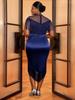 Plus Size European & American Sheer Tassel Evening Gown