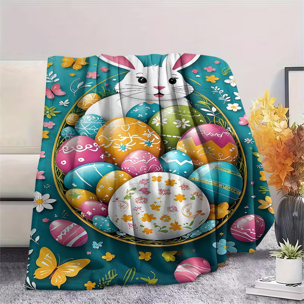 Easter Egg Print Flannel Blanket,High Quality Comfortable for All Seasons,Home Decor,Warmth and Comfort,Perfect for Christmas Gifts