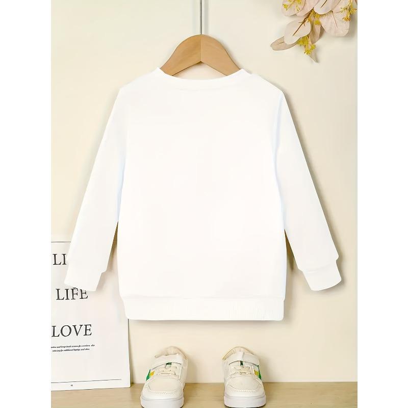 European sizes Crewneck Sweatshirt with Cat Face And Flower Print for Kids Casual Wear Machine Washable Ideal Gift for Kids