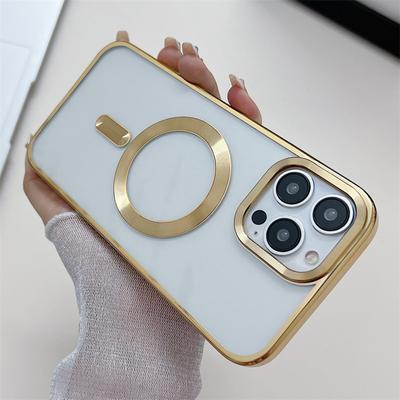 Custodia di ricarica wireless magnetica elettrolitica Golden Shield di lusso per iPhone 14 13 12 11 Pro Max Custodia anticaduta