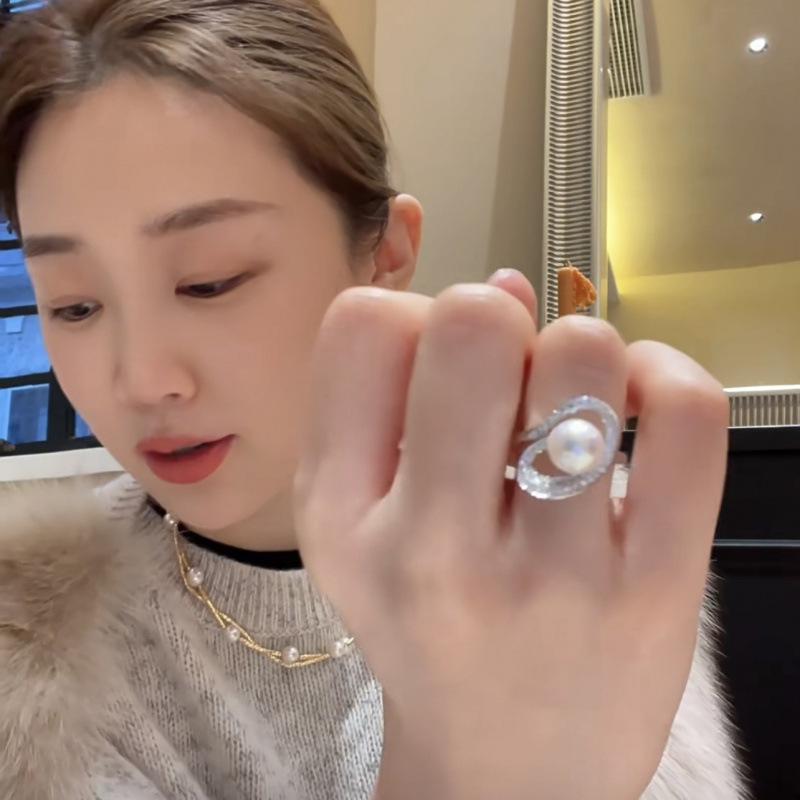 Korean Style Pearl Ring: Fashionable, Versatile, Adjustable Open Design Adjustable Open Size