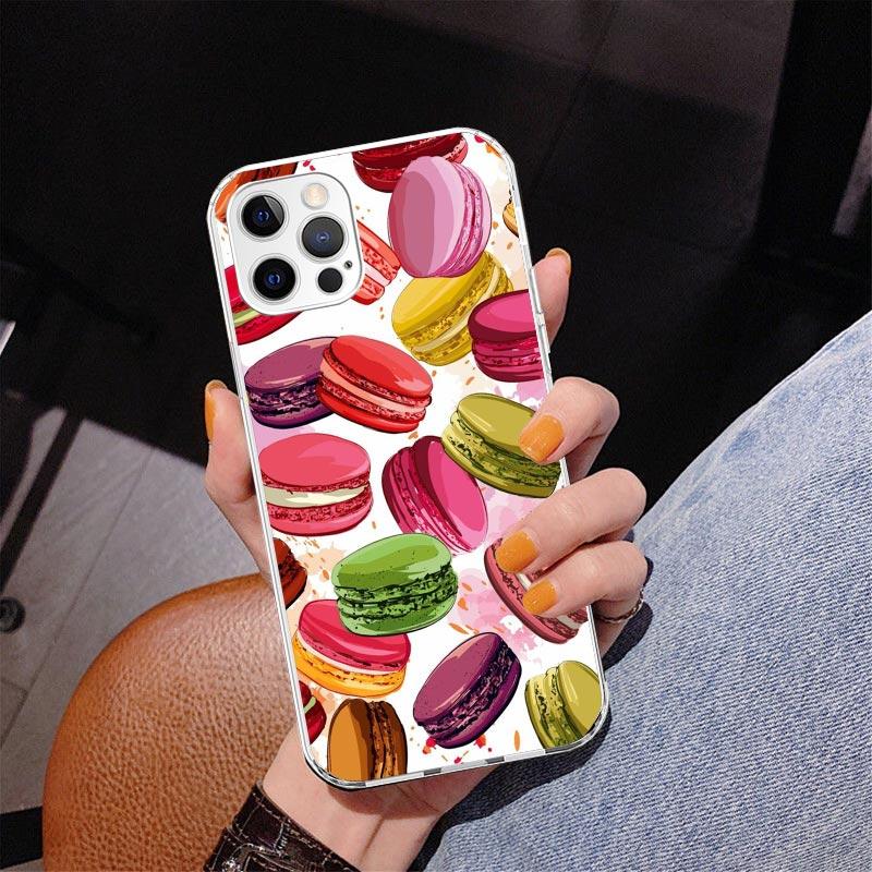 Macaron Ice Cream Cake Doughnut Phone Case For iPhone 17 Air 16 Pro Max 16E 15 + 14 Plus 11 12 13 Mini 7 8 SE Gift Print Cover F