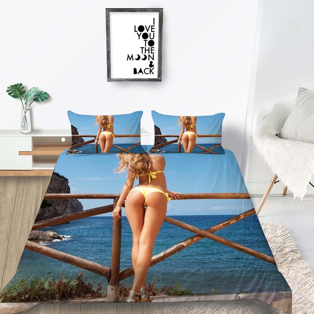 Bikini Duvet Cover 3D Printing Bedding Set Creative Home Textiles Microfiber Bed Cover Man Woman King Size Bed Spread