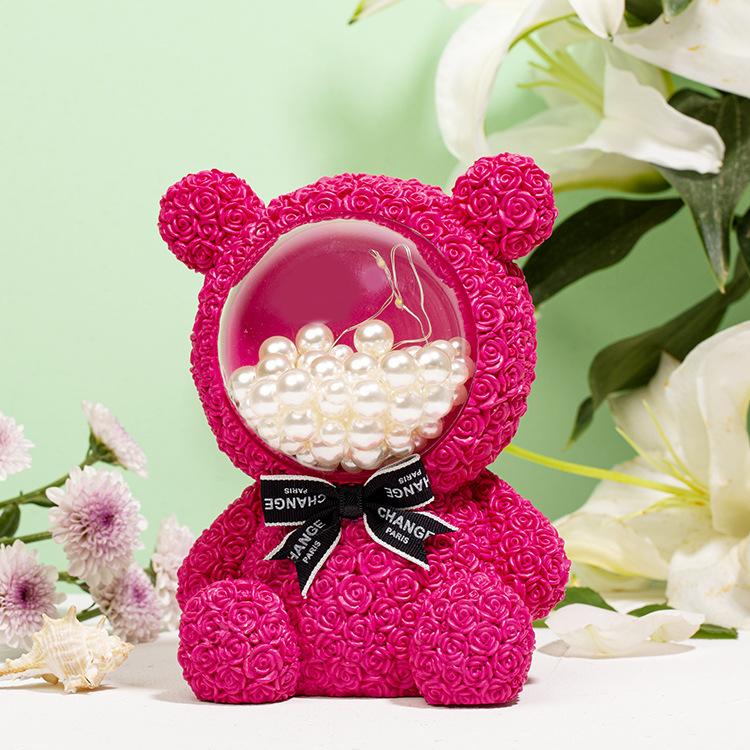 

Night Lamp Button Cell Powered Cartoon Cute Four Color Bear Lights Shaped Яскраво-рожевий