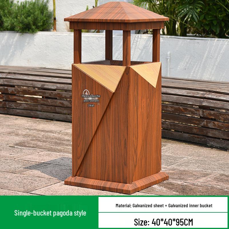 Antique Chinese Style Outdoor Trash Can for Parks and Scenic Areas
