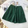Corduroy Shorts for Women Autumn Winter Vintage Style Clothing Solid Wide-leg Shorts Casual Elastic Waist A-line Pants